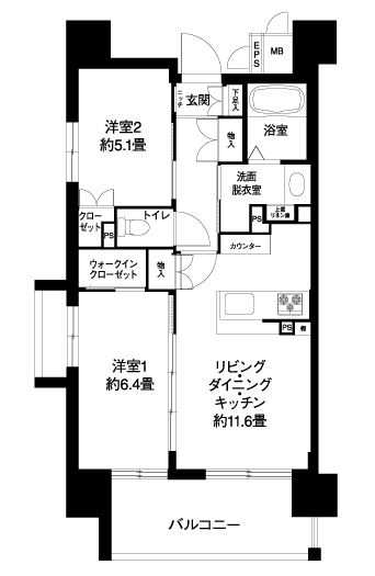 コーシャハイム千歳烏山＞間取り図