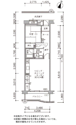 横浜山手コンフォール滝ノ上>間取図