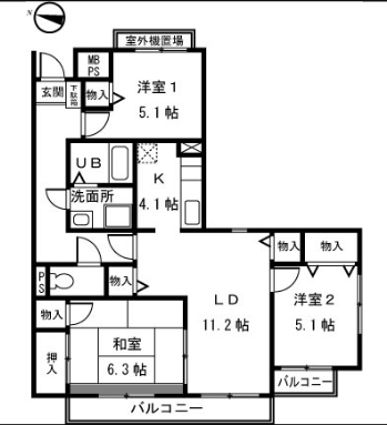 ヴァン・ヴェール上石神井>間取図