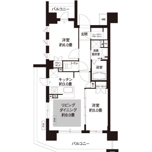 コーシャハイム向原>間取図