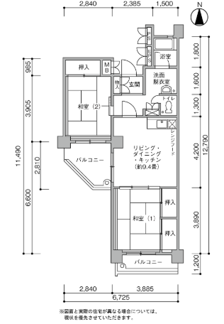 村上団地>間取図