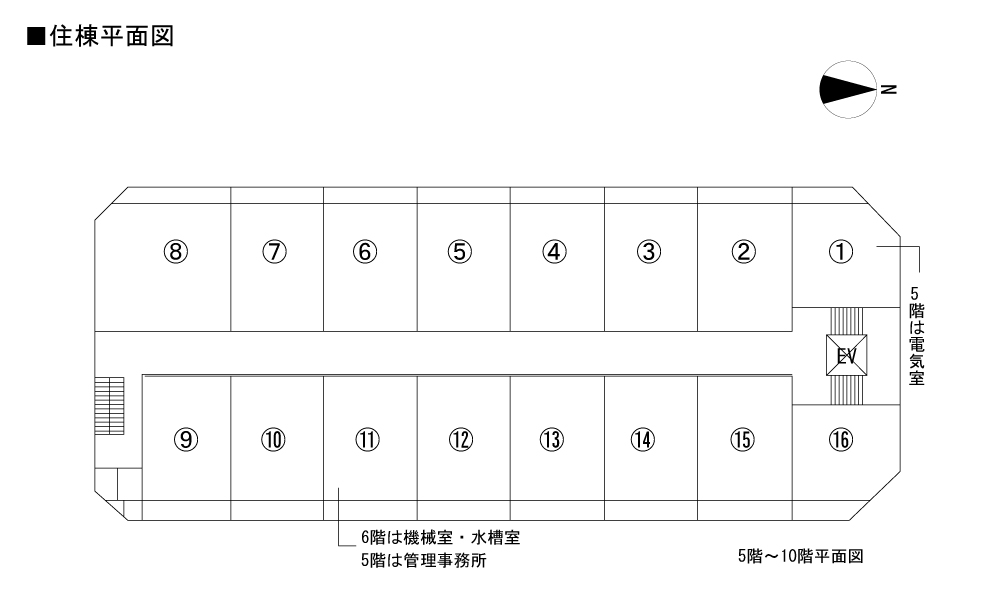 天満橋北＞住棟平面図