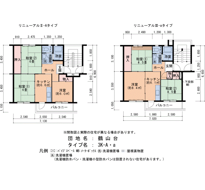 鶴山台 19号棟404号室3K45平方メートルの間取図