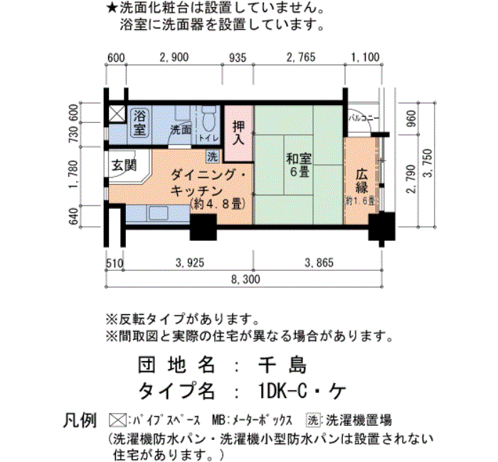 千島 3号棟1041号室1DK31平方メートルの間取図