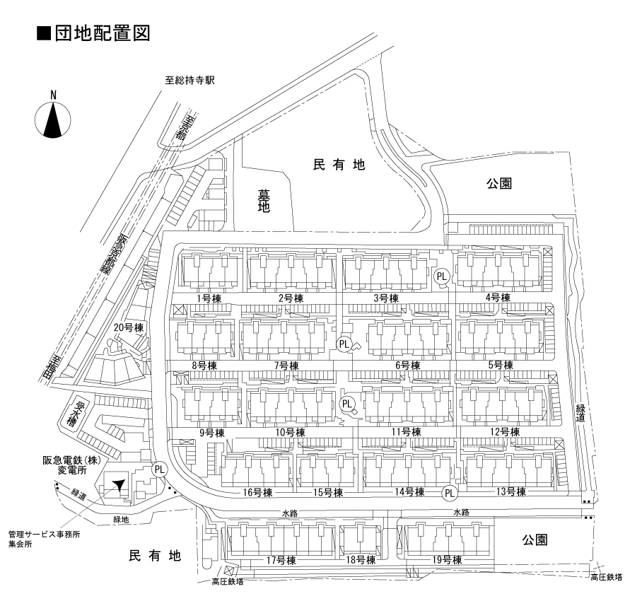 オークタウン東茨木>住棟図
