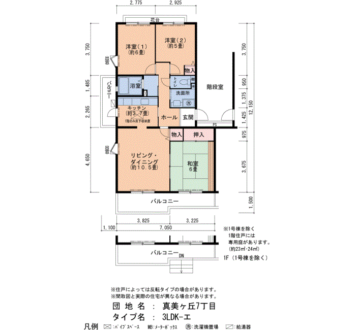 真美ヶ丘7丁目 1号棟501号室3LDK75平方メートルの間取図