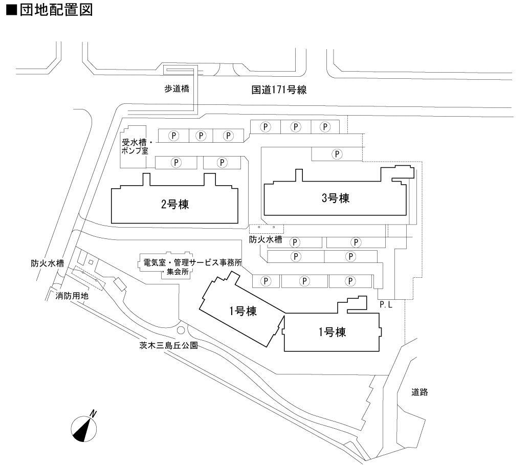 茨木三島丘ウェスト>住棟図