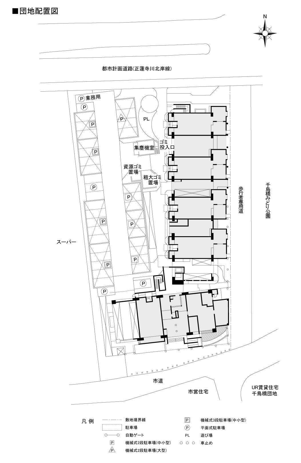 フローラルタウン千鳥橋>住棟図