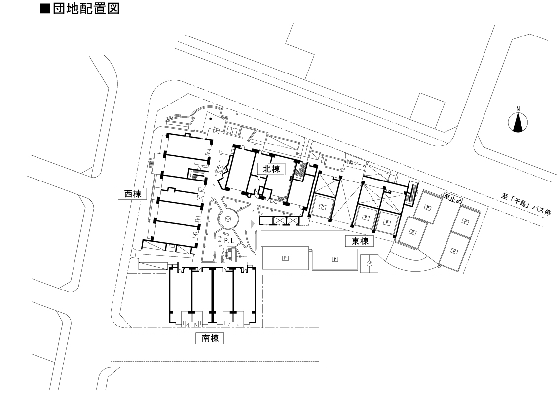 シティコート千島3丁目>住棟配置図