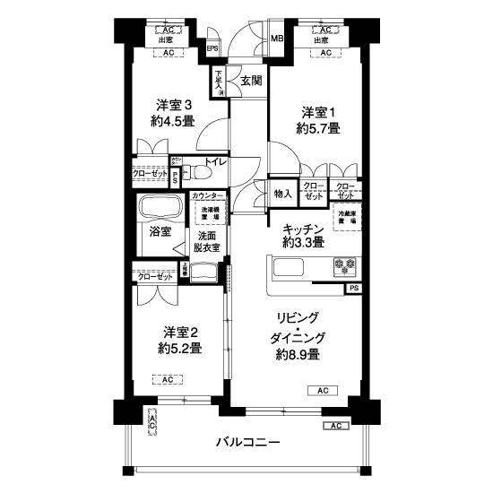 コーシャハイム小竹町>間取図