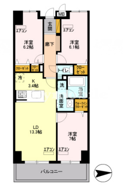 ロイヤルパークスシーサー>間取図