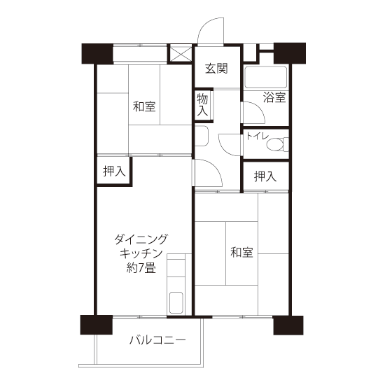 宇喜田第二住宅>間取図